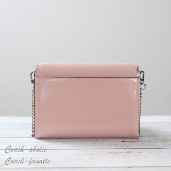 NWT Tory Burch Emerson Chain Wallet Patent Leather Crossbody in Clay Pink - Picture 5 of 9